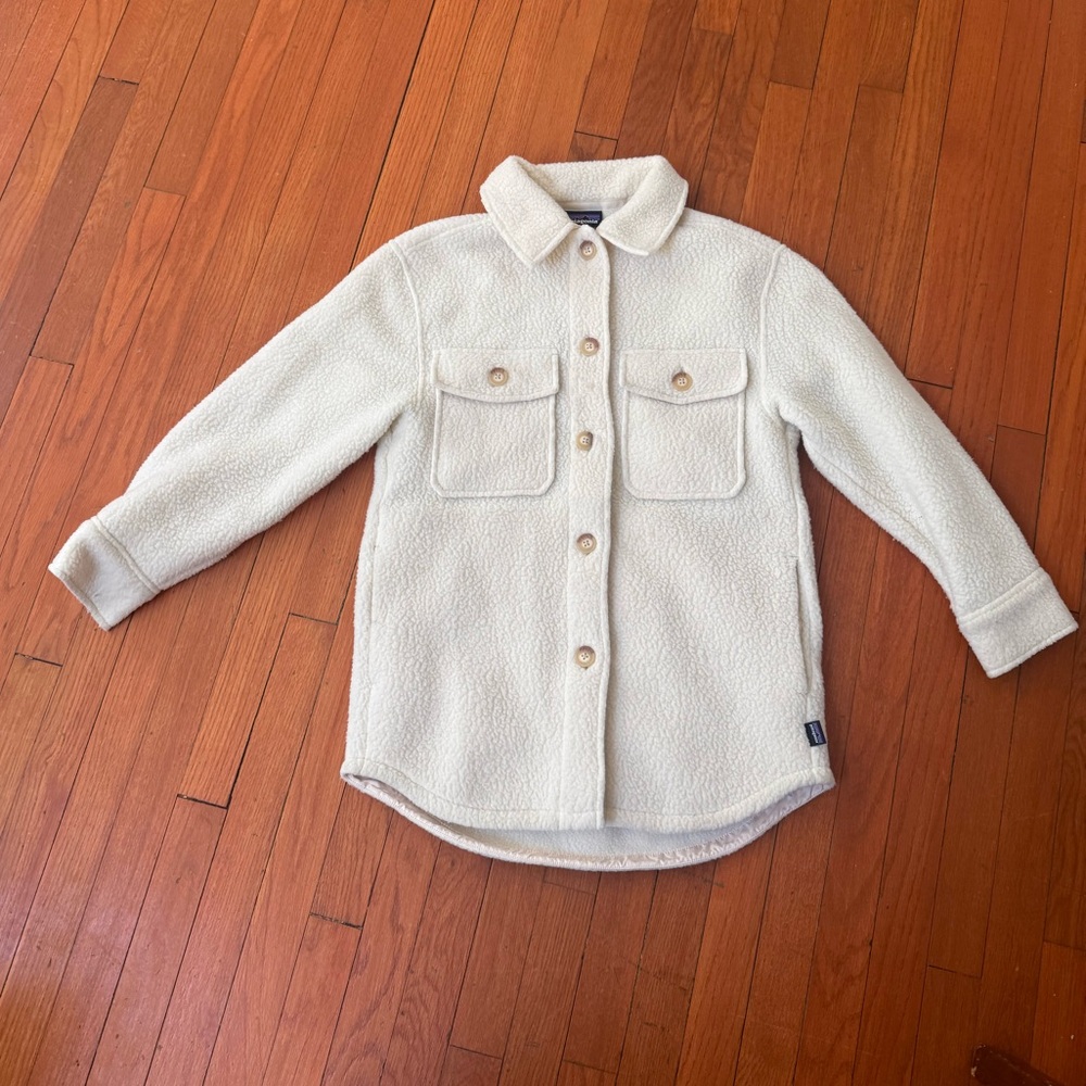Cream Sherpa Button-Up Shacket - Picture 2 of 6